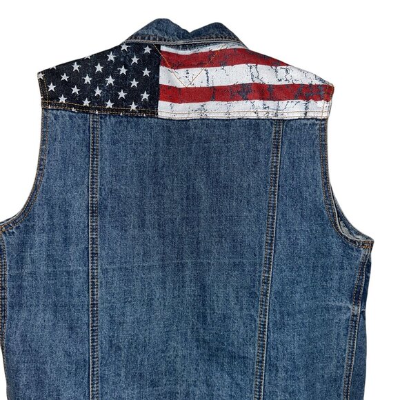 Tommy Hilfigher Jean Denim Vest Boys L 16 18 Patriotic Flag 4th of July Holiday - Picture 7 of 10